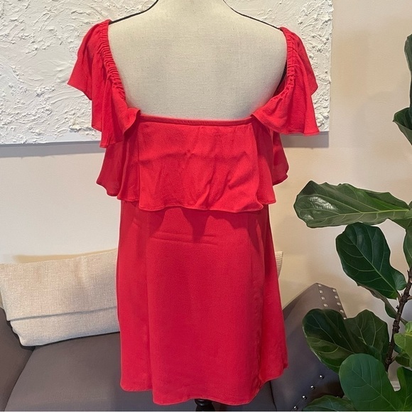 Revolve Privacy Please Norval Off Shoulder Button Dress Red Sz S - Picture 7 of 9